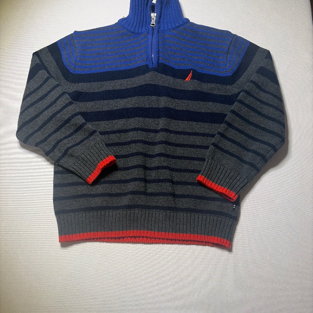 Nautica, Boys size 5/6 Stripe Zipper Neck Sweater